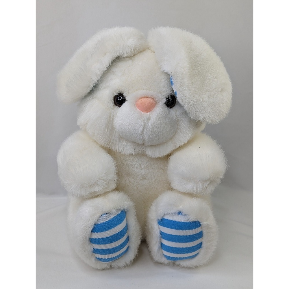 White Rabbit‎ Plush Blue Stripes 9 Inch A&A Stuffed Animal Toy
